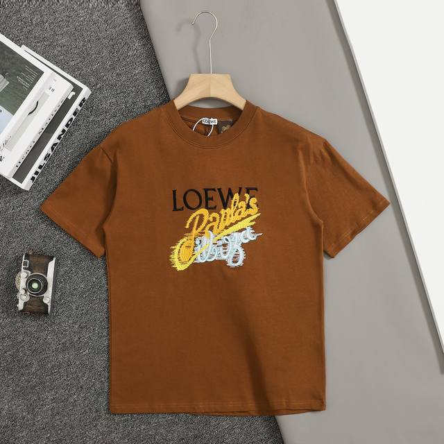 顶级复刻版本 罗意威 Loewe 25Ss早春新款 字母刺绣短袖 轻奢主义 男女日常通勤穿搭必备单品 正确版本 欢迎对比 详细特征 320克 % 纯棉双纱汗布面