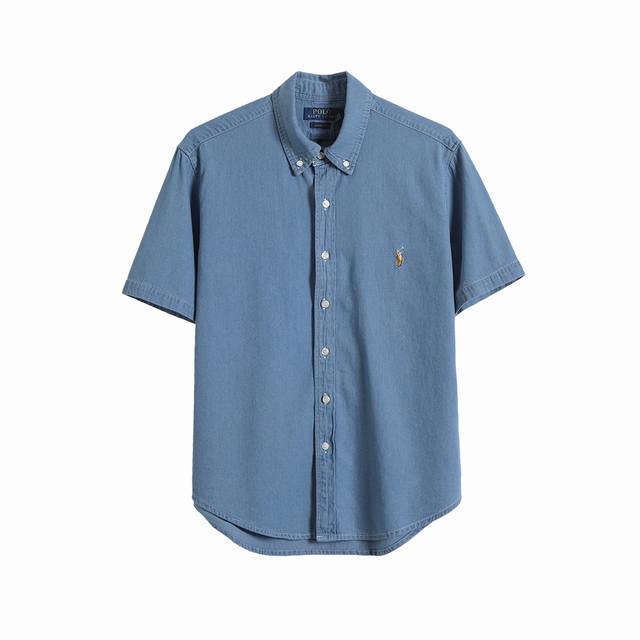 拉夫劳伦Ralph Lauren纯色时尚百搭经典款水洗牛仔短袖休闲衬衫Polo衫 男女同款 谁的衣柜还缺一件拉夫劳伦的牛仔衬衫？它家经典款水洗牛仔短袖衬衫，已经