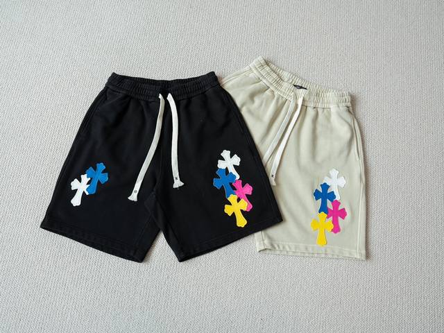 Chrome Hearts 克罗心 25S S 双色多十字架贴皮棉质短裤五分裤 货号：808 颜色：卡其色 黑色 尺码：M L Xl Xxl 尺寸推荐：M码适合