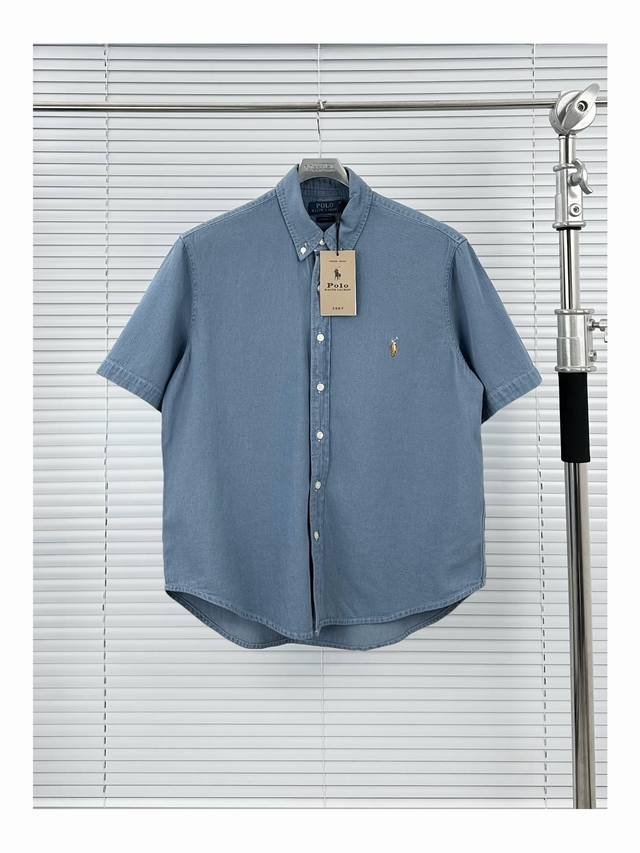 小马彩标短袖衬衫 深蓝 浅蓝 M-Xxl 拉夫劳伦Ralph Lauren纯色时尚百搭经典款水洗牛仔短袖休闲衬衫Polo衫 男女同款 谁的衣柜还缺一件拉夫劳伦的
