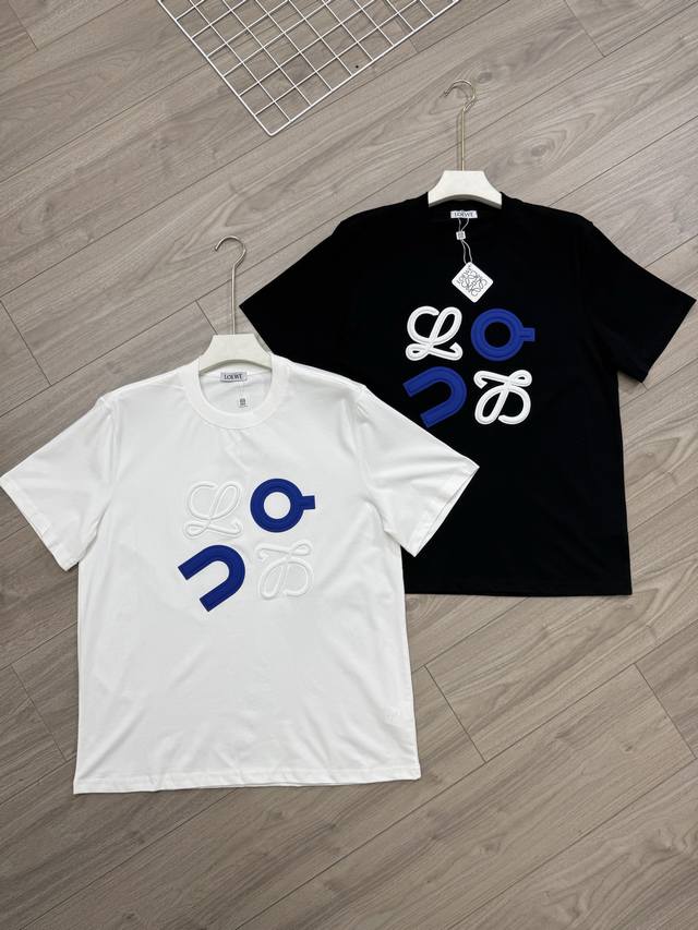 丶上新 罗意威昂跑 联名款 细节图 Loewe 罗意威&联名昂跑 25Ss春夏新款 字母拼色发泡印花图案男女同款圆领纯棉短袖T恤 宽松版，330G全棉精梳棉，品