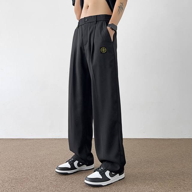 Stone Island 石头岛夏季新款纯色休闲裤，凉感冰丝裤，百搭拖地裤，男女同款，潮流冰爽，舒适百搭，冰冰凉凉，立体裁剪！手感细腻丝滑，百搭不挑人！ 颜色：