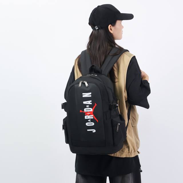 Air Jordan乔丹飞人 街头潮流男女同款休闲双肩包时尚个性拼色旅行背包电脑包校园高中大学生书包 尺寸:45×32×14