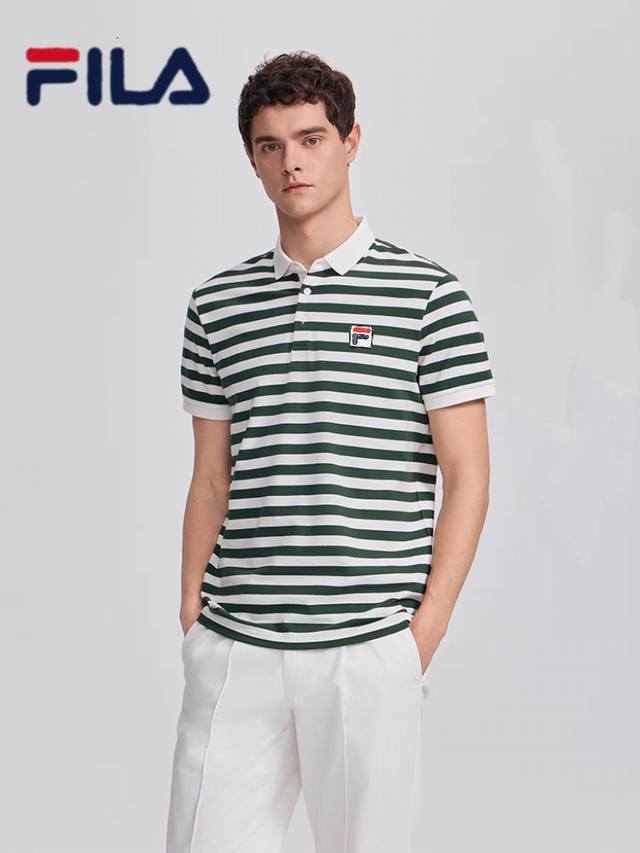 Fila 斐乐 25Ss夏季新款桑蚕丝条纹翻领短袖Polo衫 带给你不一样法国绅士风情！ 打开男人的衣橱，无论潮男还是宅男，无论是“小鲜肉”还是“老干部”，必有