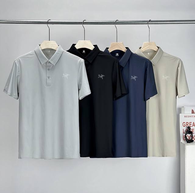 Arc‘Teryx 始祖鸟冰丝速干Polo衫专柜同款 无缝压胶 短袖T恤 面料75的锦纶 25的氨纶 高端定制耗时20天定制及调色，冰感质地 ，轻薄透气性高，背