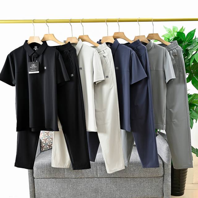 上新， 报单号：3068# Kolon Sport 可隆冰丝速干短袖套装弹力十足， 会呼吸有运动感休闲套装！凉爽不贴肉，质感无敌夏季薄款速干冰丝弹力健身跑步休闲