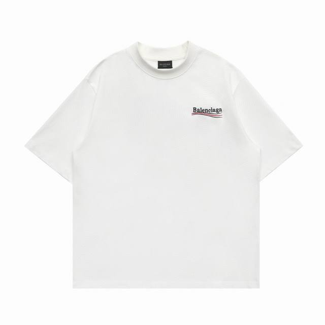 顶级复刻版本 Balenciaga 巴黎世家经典可乐刺绣波浪刺绣圆领短袖T恤 面料: 280重磅纯棉，随意对比 规格采用实打实300G %纯棉 定织定染！属于高
