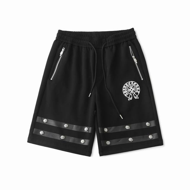 Chrome Hearts Ch克罗心25Ss铆钉贴布皮标刺绣发泡十字架印花短裤五分裤 男女同款 Chrome Hearts是一个“奢侈配饰、皮具和家具的卓越品