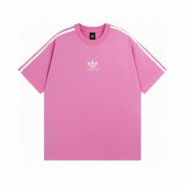 Balenciaga 巴黎世家联名阿迪达斯三叶草条纹Logo印花短袖T恤 本市场No.1的质量 真正天花板品质 全部原版开发注意细节图 避免被盗图商家混发 正确
