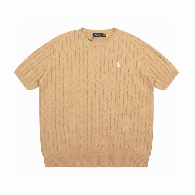 男款 拉夫劳伦Ralph Lauren圆领纯色小马刺绣Logo针织短袖 手感软糯，舒适亲肤，通身绞花编织设计，工艺复杂，耗时费力，圆领的设计，修饰脖颈线条和脸型