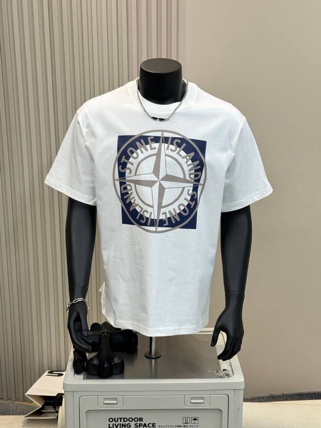 Stone Island 石头岛 25Ss胸前罗盘十字徽标印花情侣短袖T恤 小红书热门爆款，明星网红同款穿搭，男女日常通勤穿搭必备单品！ 高品质260克高克重双