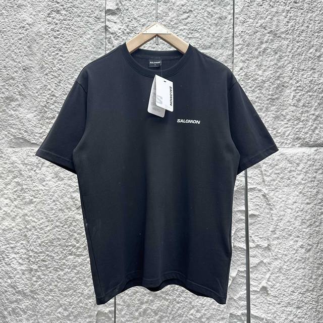 夏季上新 萨洛蒙Salomon户外男士休闲潮流短袖T恤 Primary Short Sleeve M.印花，辅料细节拉满，240克双纱纯棉，黑，白，军绿 M衣长