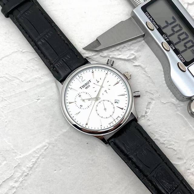 送礼首选 Tissot 天梭 俊雅系列 Tradition瑞士多功能计时手表商务休闲男士腕表T063.617.16.057 俊雅系列设计采用50年代风格的表壳曲