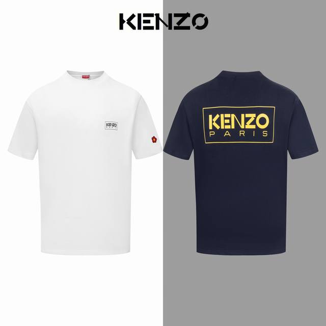 Kenzo小花刺绣字母彩印圆领短袖 面料：32支双纱280克纯棉面料 同缸同色织染螺纹 颜色一致 工艺：进口机器白墨印花刺绣小标 配套：三标齐全 纸板 油纸 码