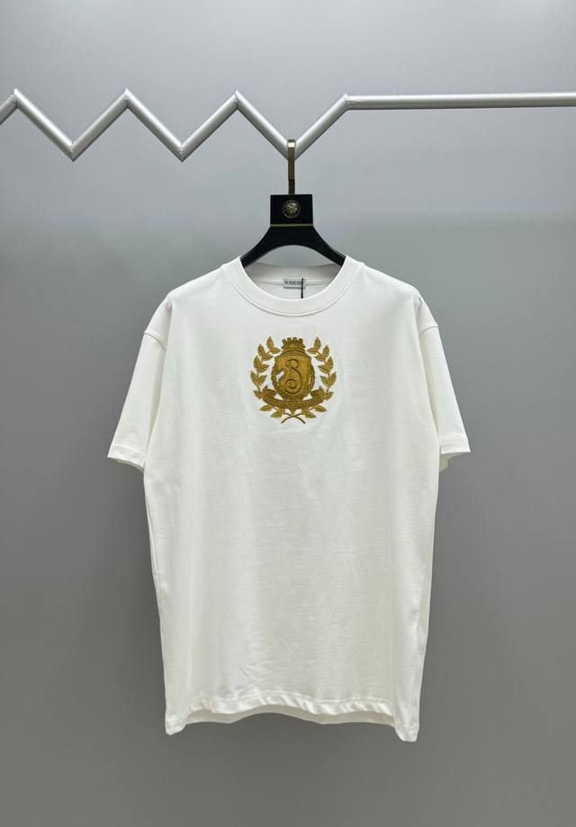 顶级最高版本 Burberry 巴宝莉 Bbr 经典重工刺绣麦穗图案圆领短袖T恤半袖 男女同款 情侣款 宽松版型 最高版本 原版面料 高版本 高品质 所有细节