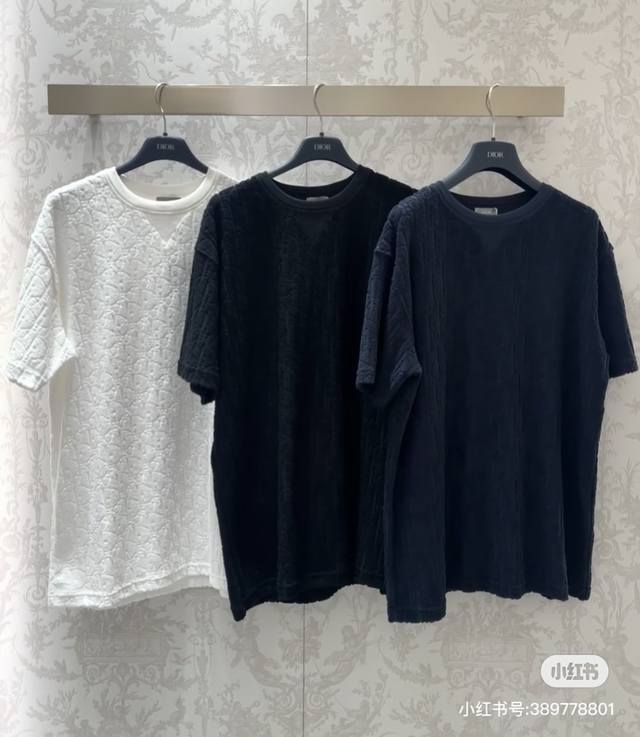 顶级最高版本 Dior 迪奥 经典提花毛巾料满印字母圆领短袖半袖T恤 男女同款 情侣款 宽松版型 最高版本 原版面料 高版本 高品质 所有细节 面料辅料工艺 全