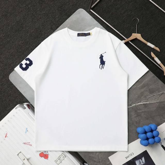 顶级复刻 高端定制 Ralph Lauren 拉夫劳伦 基础款大马刺绣圆领短袖T恤 款号: 2010 颜色: 黑色 白色 顶级复刻版本 区别市场通货 购入原版开