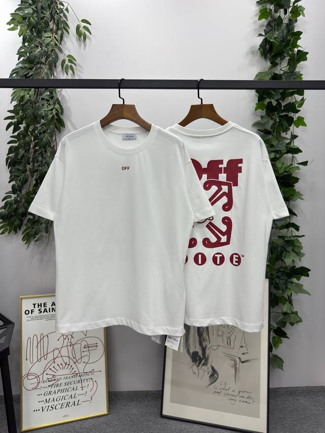 2025Ss春夏新款 品牌：Off-White 笑脸箭头款短袖T恤！ 颜色：白色 尺码：S-M-L-Xl 男女同款 面料：采用定制260克32织纯棉双纱面料，坯