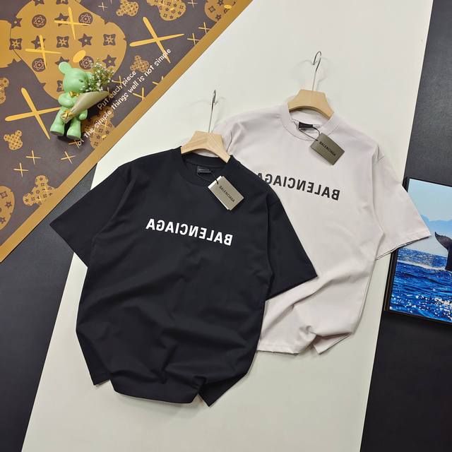 尺码Xs-L精选爆款 Balenciaga 巴黎世家短袖T恤2025夏装新品正印反镜像Logo字母印花短袖T恤 本市场No.1的质量 真正天花板品质 全部原版开
