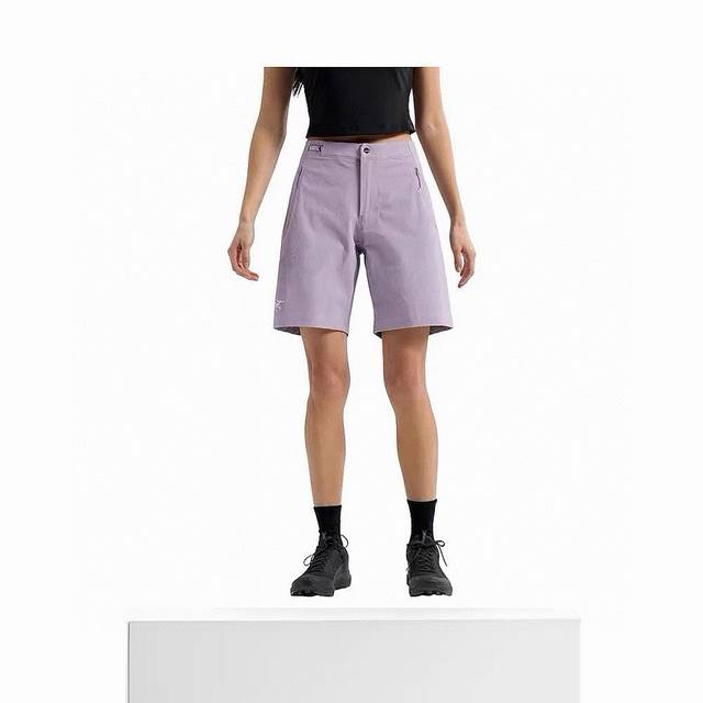 女士 Arcteryx 始祖鸟 Gamma Lightweight Short 9 纯色Logo刺绣系扣直筒夏季中腰休闲短裤 女款 Arcteryx Gamma