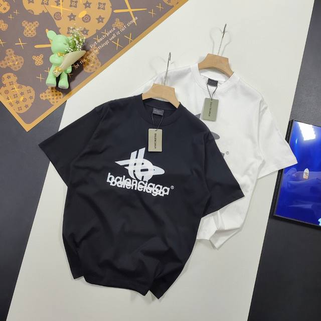 尺码Xs-L爆款推荐 Balenciaga 巴黎世家 幻影双Logo经典图案印花短袖T恤男女同款 本市场No.1的质量 真正天花板品质 全部原版开发注意细节图