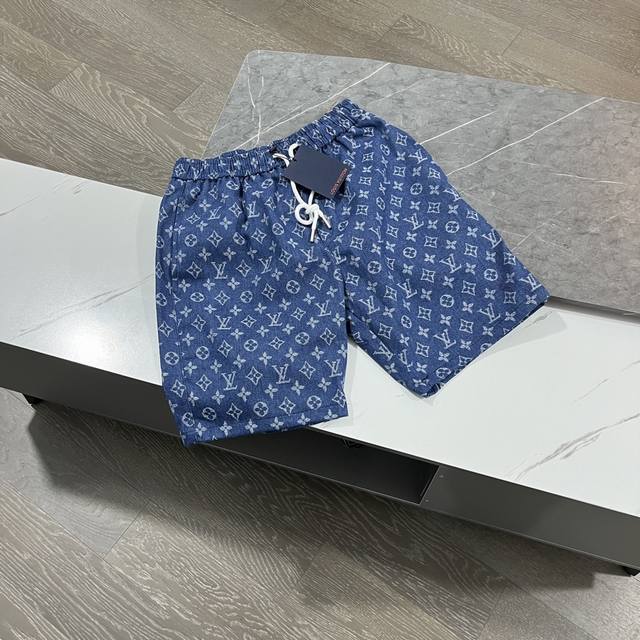 顶级复刻 Louis Vuitton路易威登 Lv 扎染满印Ss24夏季新款 Sottfrunk系列牛仔短裤 老花满印Logo 高品质丹宁牛仔面料 洗水做旧 男