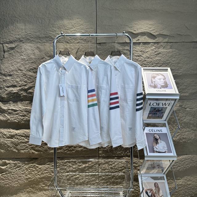 市场最高版本 三标齐全Thom Browne 汤姆布朗2025新款Tb灰白四条杠牛津布情侣休闲衬衫 工艺：原版一致走线！袖窿对版手法 最高版本！无数次的打版 百