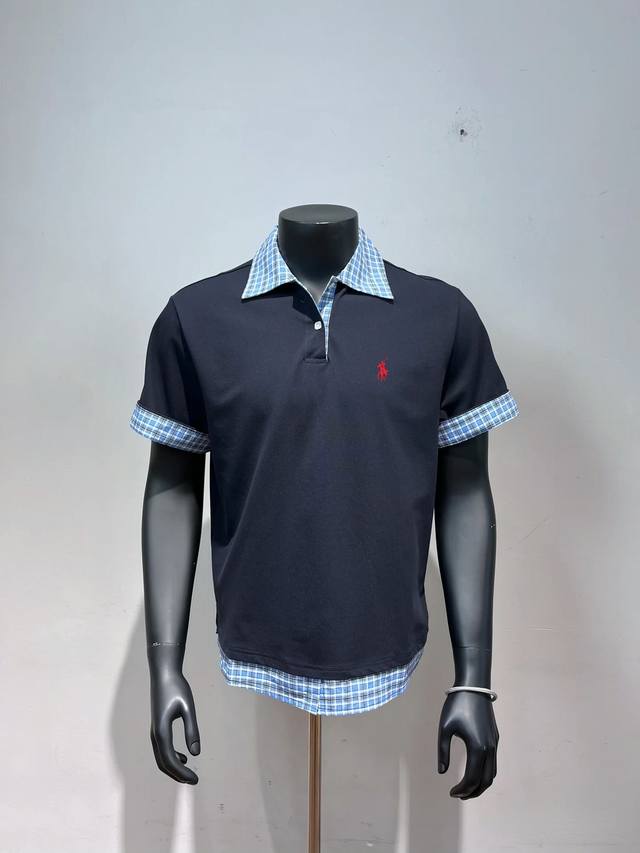 Ralph Lauren 拉夫劳伦拼接格纹战马Polo衫短袖Tee 面料与做工都非常考究，穿在身上有着难以言喻的高级感 加上独特的贴布刺绣设计，小马的图案活灵活