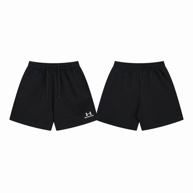 Balenciaga 巴黎世家 X 安德玛联名款25Ss最新刺绣Logo情侣休闲短裤-顶级原单版本 Color：黑色 Size：Xs S M L Number：