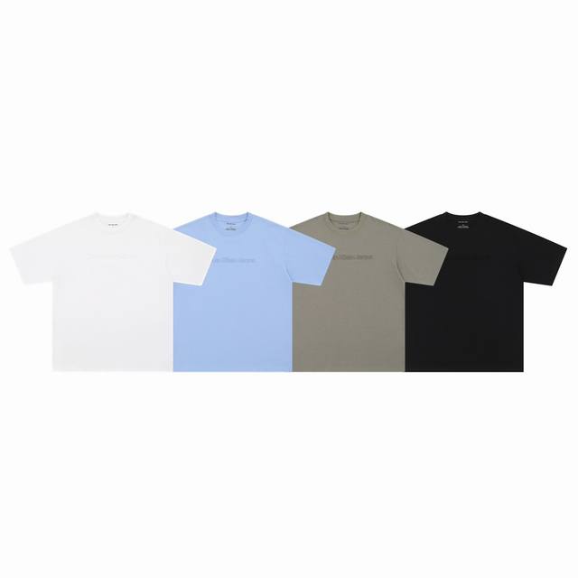 Calvin Klein Ck 新款全拼字母3D浮雕Logo印花情侣圆领短袖 T恤-原版代购品质 Color：黑色 灰绿色 蓝色 白色 Size：S M L X