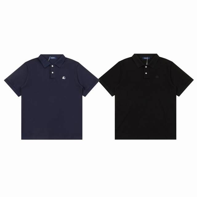 Hazzys 哈吉斯 25Ss 最新张晚意同款小狗头刺绣 Logo 情侣休闲翻领 Polo 衫短袖-顶级品质 Color：黑色 藏青色 Size：S M L X