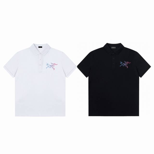 Arc'teryx 始祖鸟 25Ss彩色鸟Logo印花运动休闲速干翻领男款Polo衫短袖-原单版本 Coler：黑色 白色 Size：2X 3X 4X 5X N