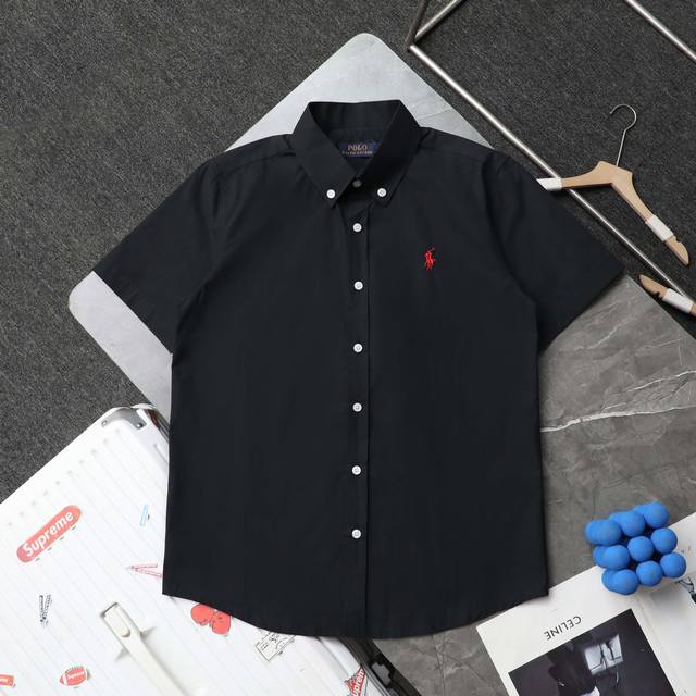 上新 顶级复刻 高端定制 Ralph Lauren 拉夫劳伦 经典款小标小马刺绣短袖衬衫 款号: 2008 颜色: 黑色 白色 藏青色 顶级复刻版本 区别市场通