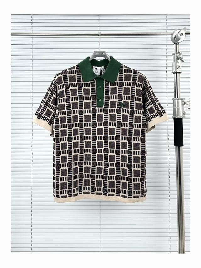 阿迪脑死亡针织Polo衫 S-Xl Adidas Originals X Brain Dead 三叶草脑死亡联名款 Trefoil Ss 运动时尚舒适休闲针织短