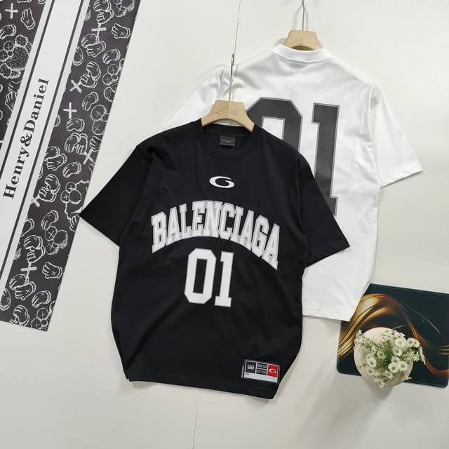 尺码Xs-L爆款推荐 Balenciaga 巴黎世家短袖T恤篮球球服绣花印花短袖T恤情侣款 本市场No.1的质量 真正天花板品质 全部原版开发注意细节图 避免被