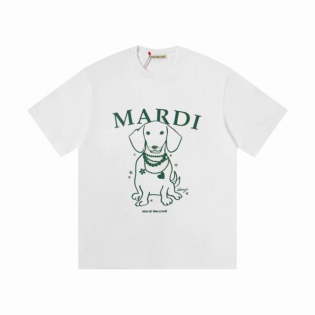Mardi Mercredi Ss25玛尔蒂坐姿珍珠小狗系列圆领短袖T恤-原单品质 小狗进口印花纯棉T恤 到手第一感觉就是质感柔软惊艳 厚厚柔柔 质感丰盈 具有