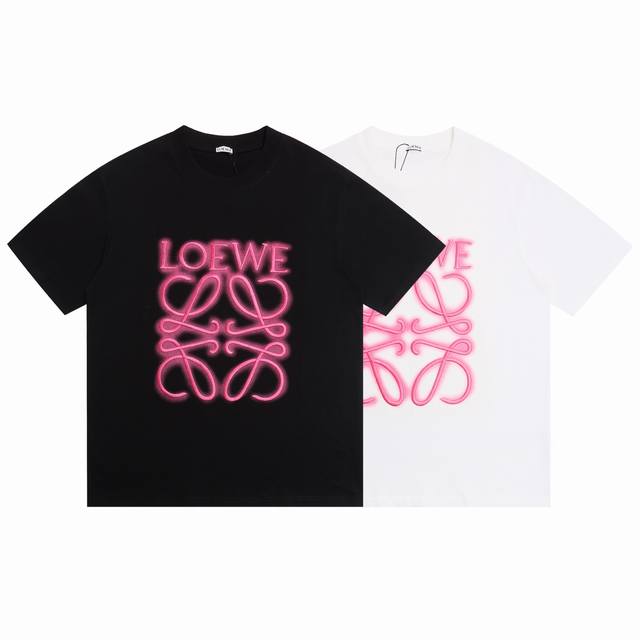 Loewe罗意威2025Ss新款字母印花万针刺绣情侣休闲短袖T恤 最高版本！定制面料290克双纱！字母印花万针刺绣工艺设计！ 辅料：开模原版过鉴定领标100%真