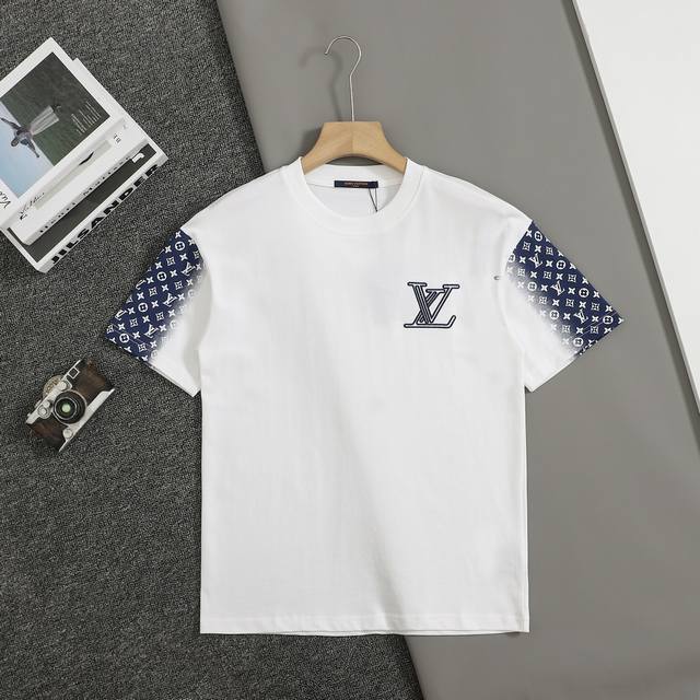 上新 顶级复刻版本 路易威登 Lv 25Ss早春新款短袖 撞色Lv刺绣短袖 轻奢主义 男女日常通勤穿搭必备单品 正确版本 欢迎对比 详细特征 320克100%纯