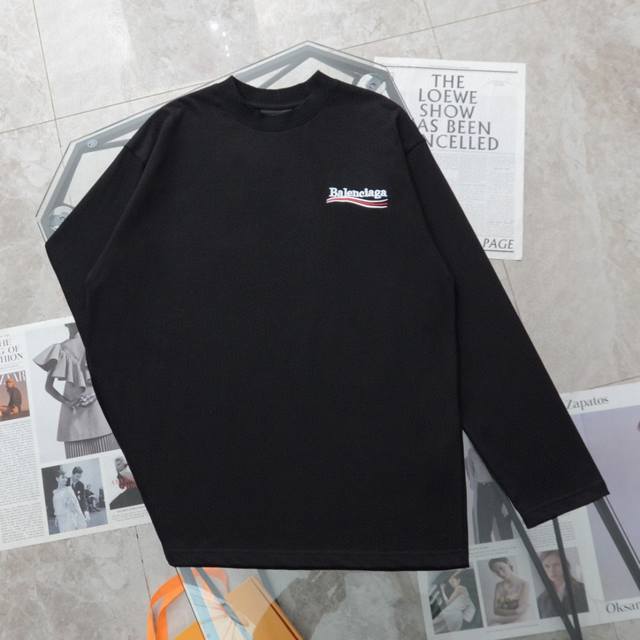 上新 纯原臻品 顶级复刻 Balenciaga 巴黎世家可乐刺绣波浪Logo基础长袖卫衣 款号：63B01 颜色：黑色 白色 购入原版开模打造，全套定制辅料，细
