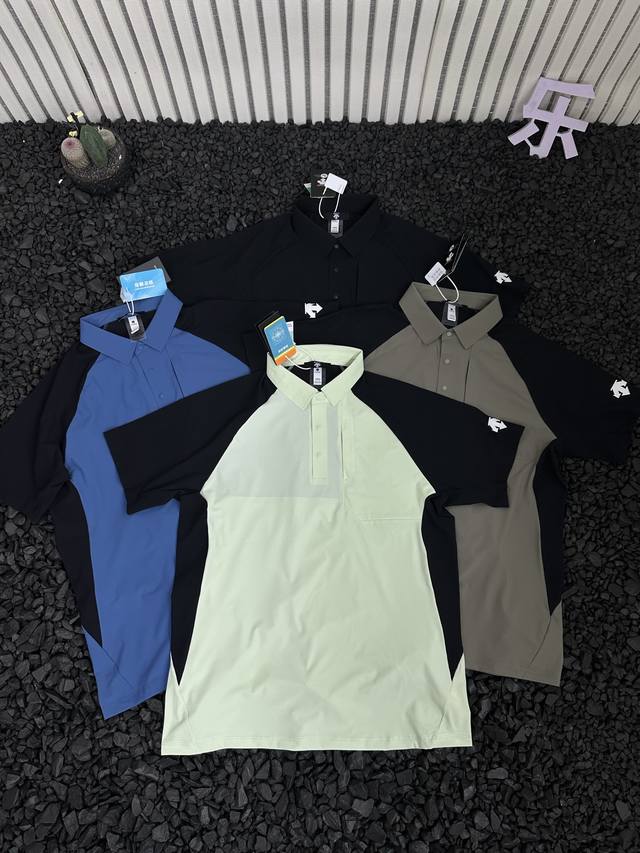 Descente 迪桑特 25夏季新款高品质男士冰丝凉感户外运动跑步健身短袖Polo衫 掌柜力荐！观网门店同步！客供面料！高弹透气！触感冰凉！出汗不粘身！ 抗皱
