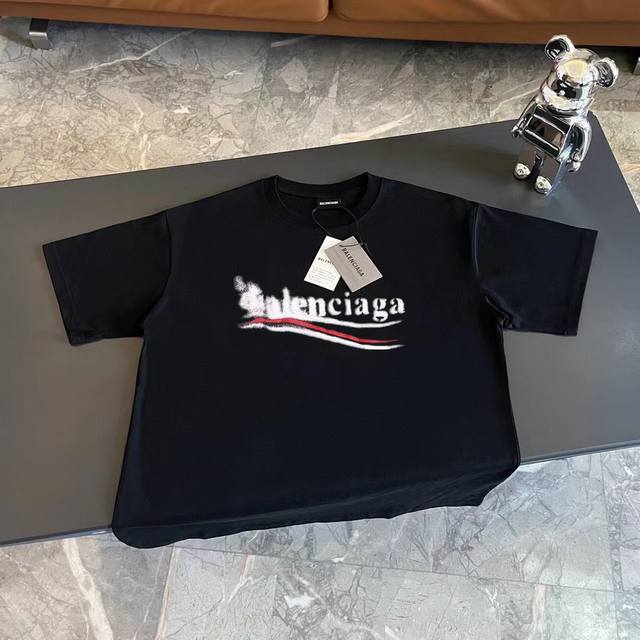顶级版本 Balenciaga巴黎世家春夏 Ss 官网新款模糊可乐 印花短袖T恤 购入原版开模打造，全套定制辅料，细节决定成败。 面料：规格采用实打实280G