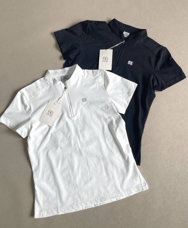 上新 Kolon Sport 可隆速干T恤 女子半拉链吸湿夏户外运动透湿上衣短袖Lkzt5Mn080-Bk 女士半拉链短袖T恤 吸湿速干 透湿 场景系列 适用场