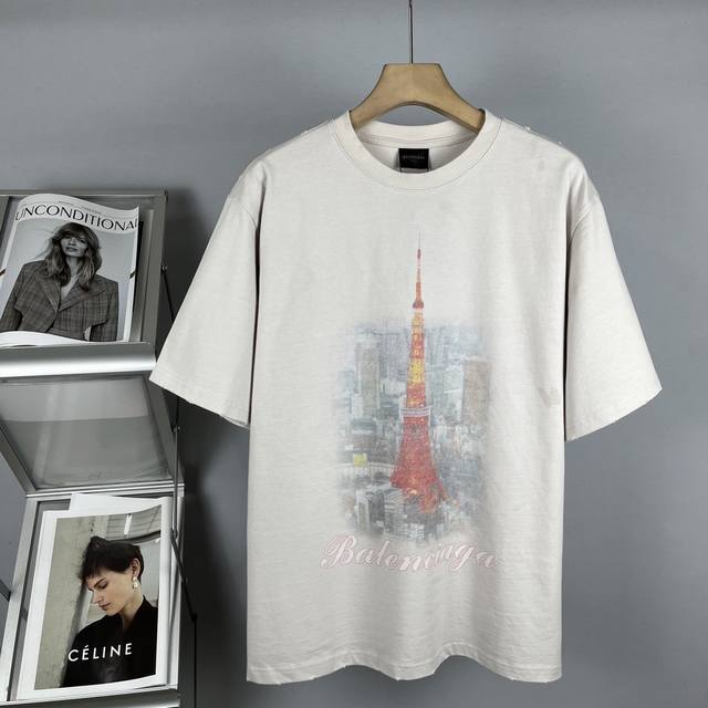 顶级版本-巴黎世家Balenciag自由女神印花短袖T恤 原版开发定织面料工艺洗水处理 高克重300克面料 质感十足 布面干净 柔软舒适 .索罗娜螺纹定染无色差