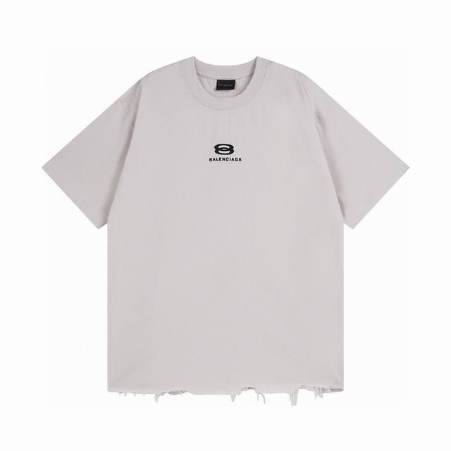 Balenciaga 巴黎世家2026 Ss 双环Logo经典字母刺绣磨烂破坏短袖T恤 本市场No.1的质量 真正天花板品质 全部原版开发注意细节图 避免被盗图