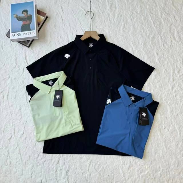 9563 Descente 迪桑特25夏季新款！男士鼎尖冰丝凉感运动跑步健身短袖Polo衫！掌柜力荐！观网门店同步！客供面料！高弹透气！触感冰凉！出汗不粘身！抗