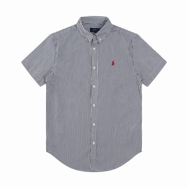 R62 Ralph Lauren拉夫劳伦府绸短袖小马刺绣排扣翻领经典休闲短袖衬衫 男女同款 颜色:灰条纹 绿条纹 蓝条纹 白色 黄色 卡其色 粉色 藏青色 黑色