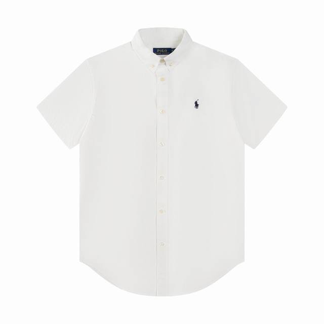 R62 Ralph Lauren拉夫劳伦府绸短袖小马刺绣排扣翻领经典休闲短袖衬衫 男女同款 颜色:灰条纹 绿条纹 蓝条纹 白色 黄色 卡其色 粉色 藏青色 黑色