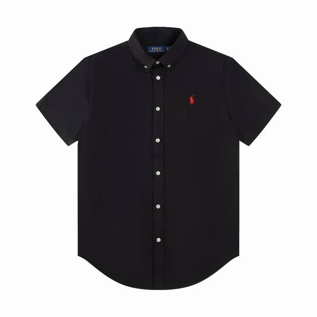 R62 Ralph Lauren拉夫劳伦府绸短袖小马刺绣排扣翻领经典休闲短袖衬衫 男女同款 颜色:灰条纹 绿条纹 蓝条纹 白色 黄色 卡其色 粉色 藏青色 黑色