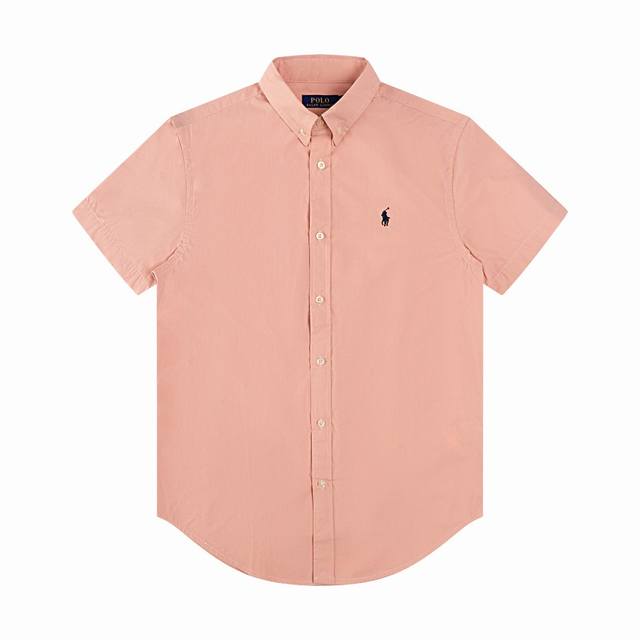 R62 Ralph Lauren拉夫劳伦府绸短袖小马刺绣排扣翻领经典休闲短袖衬衫 男女同款 颜色:灰条纹 绿条纹 蓝条纹 白色 黄色 卡其色 粉色 藏青色 黑色