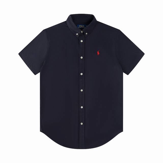 R62 Ralph Lauren拉夫劳伦府绸短袖小马刺绣排扣翻领经典休闲短袖衬衫 男女同款 颜色:灰条纹 绿条纹 蓝条纹 白色 黄色 卡其色 粉色 藏青色 黑色